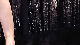 Rebecca Diamante Try on Blue Bodysuit and Black Latex Gloves Ita