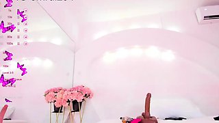 Amateur brunette devyn toys her big pussy in the office