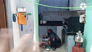 Indian Desi Wife & Chor with cooking By - Snapchat143