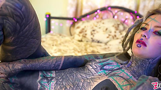 Tattoo Girl Masturbating, Fingering Her Pussy and Ass