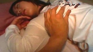 Dude touches hard nipples of sleeping gal Kozue Matsushima