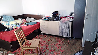 Amateur Wife Having Fun with Roses. Sexy Mom Cleans with the Vacuum Cleaner.