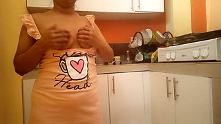 My Big Ass Busty Stepmom in the Kitchen Masturbating with Her Fingers
