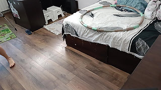 Sexy wife workout at home naked.