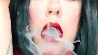 Pink PVC & A New Collar! BBW Tina Snua Smokes A Winston Cork 10 Cigarette - Smoking Smoker Shiny