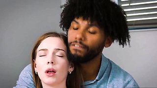 Teen cutie takes on big black cock and enjoys every inch