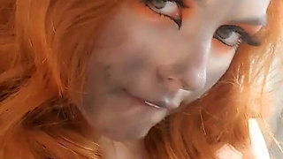 Halloween Teen Slut Squirting & Pissing Then Licking It up