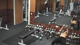 Stripping gal caught by security cam in the gym!