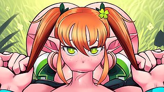 Ahegao nympho anime girl in some wild outdoor hentai action