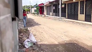 POV public fuck for money with petite Latina neighbor