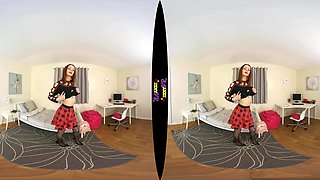 Red And Black; Stunning Redhead Solo Vr Striptease