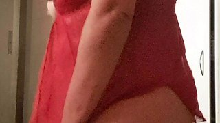 Stepmother in Red Lingerie, Seducing Her Lover