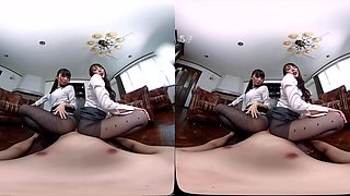 Having My Dick Teased By Lewd Women In Black Pantyhose Part 1 - Stockings Nylons Feet Footjob Handjob