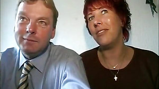 Incredible German BBW rents her hot pussy in a threesome fuck with her husband and a colleague