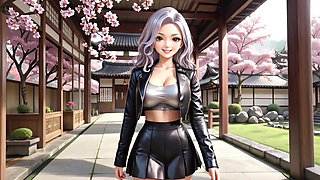 Forbidden Bath Under Cherry Blossoms: Silver-Haired Big Tit Girl's Wet Temptation Journey