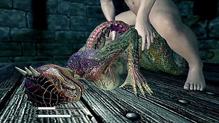 Lusty Argonian Maid Spreads Her Legs