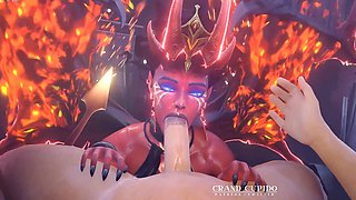 Erotic succubus princess delights in giving oral pleasure in Dota 2 themed animation