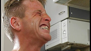 He fucks his on the kitchen floor