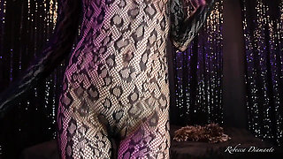 Rebecca Diamante Sexy Catsuit and Red Leather High Heels Ita