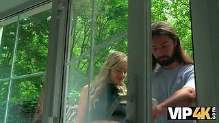 Hot Blonde Cheats On Fiance With Big Cock Daddy In Kitchen - Georgia Koneva Moans Hard In HD