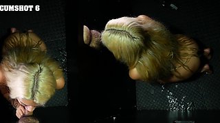 Gia Dibella gets her big tits rubbed through a glory hole