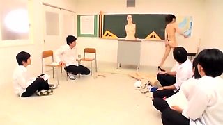 Slutty Oriental teacher gets pounded hard in the classroom