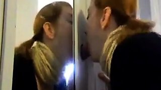 Redhead Amateur Couple's Gloryhole Blowjob