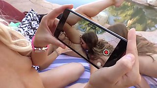 ScamAngels - Bailey Brooke And Kiara Cole Petite American Teens Ride A Huge Cock By The Pool: Porn