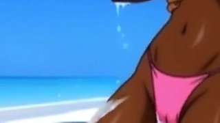 Ebony Girl Sex on the Beach. African Girl. Cartoon. the Sexiest Girls on the Planet