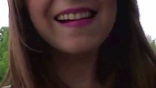 Busty babe gets banged outdoors by a couple of horny guys