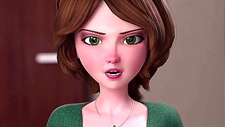 Horny brunette fantasizes about getting fucked 3d animated