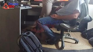 Secretary Deep Throats Boss Under Desk and Swallows His Cum