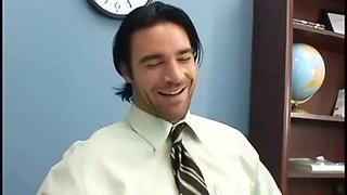 The new teacher gets a blonde cutie as his welcome gift
