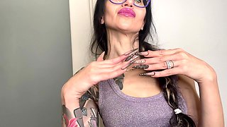 Finger Snapping and Sucking Fingers with Long Nails, Glasses and Face