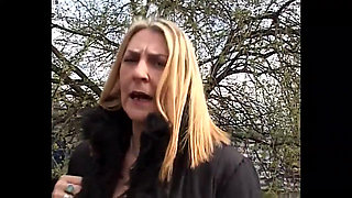 Rough and Bad Guy Fuck Wildly a Sexy Blonde MILF in Black Stockings