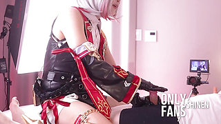 Blowjob Cowgirl Cosplay fuck with Honkai StarRail Topaz, sex hentai japanese shemale cosplayer