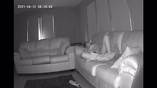 Hot MILF Caught Fingering Herself on Couch - Hidden Cam Spy POV