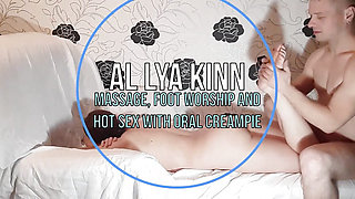 The Guy Oils up His Juicy MILF, Gives Her a Foot Fetish Massage, and Then Fucks Her Hard and Cums in Her Mouth