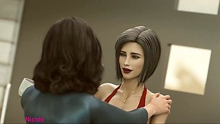 Japanese babe Misskitty2k strutting in high heels and stockings, diving into a wild fantasy