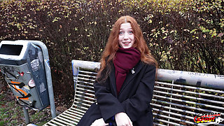 German Scout - Real Redhead Ginger Teen Alice Seduce with Small Tits First Pick up Porn Casting
