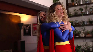 Superheroine Supergirl Battles and Defeats Her Mirror Twin
