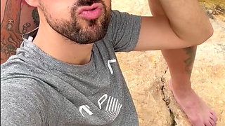 hot daddy sucking outdoors straight friend with big cock