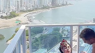 Horny Pregnant Woman Gets Fucked Hard on the Balcony