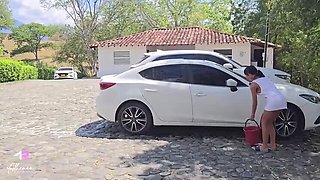 Hot Colombian Teen Athenea Rose Gets Fucked Hard in Car Wash by Big Latino Cock - Rough Public Sex