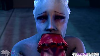 Blue Mass Effect babe fucked by alien dick