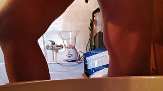 Shaving Extreme Hairy Pussy in a Bidet