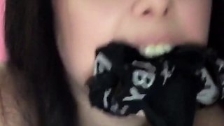 Beautiful teen brunette Jessica Sinn masturbates