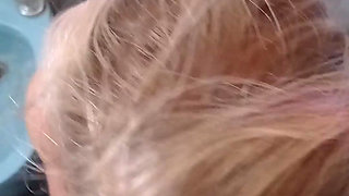 Sucking His Cock While on the Toilet