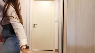 Busty stepmom helps her boyfriend relax in romantic standing POV fuck