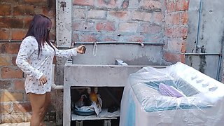 My Neighbor Is Doing His Laundry and I Started Inviting Him to Have a Romantic Dinner in a Very Flirtatious and Sexy Way.